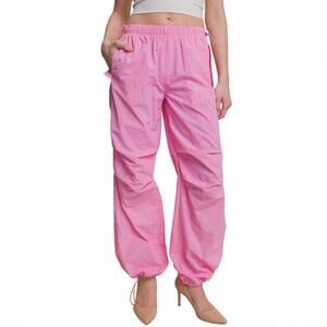 NEW STYLE UP loose fit parachute pants in pink
